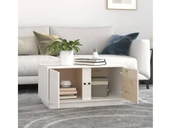 Mesa de centro madera maciza de pino blanco 80x50x40 cm