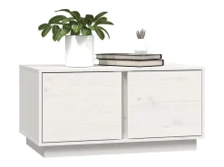 Mesa de centro madera maciza de pino blanco 80x50x40 cm