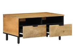 Mesa de centro madera maciza de mango marrón 80x54x40 cm