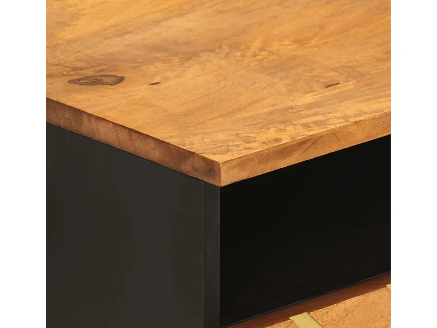 Mesa de centro madera maciza mango negro y marrón 80x54x40 cm