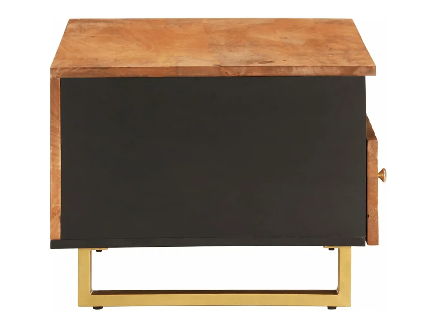 Mesa de centro madera maciza mango negro y marrón 80x54x40 cm