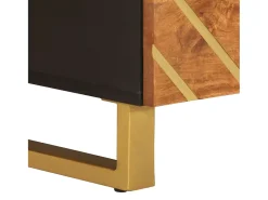 Mesa de centro madera maciza mango negro y marrón 80x54x40 cm