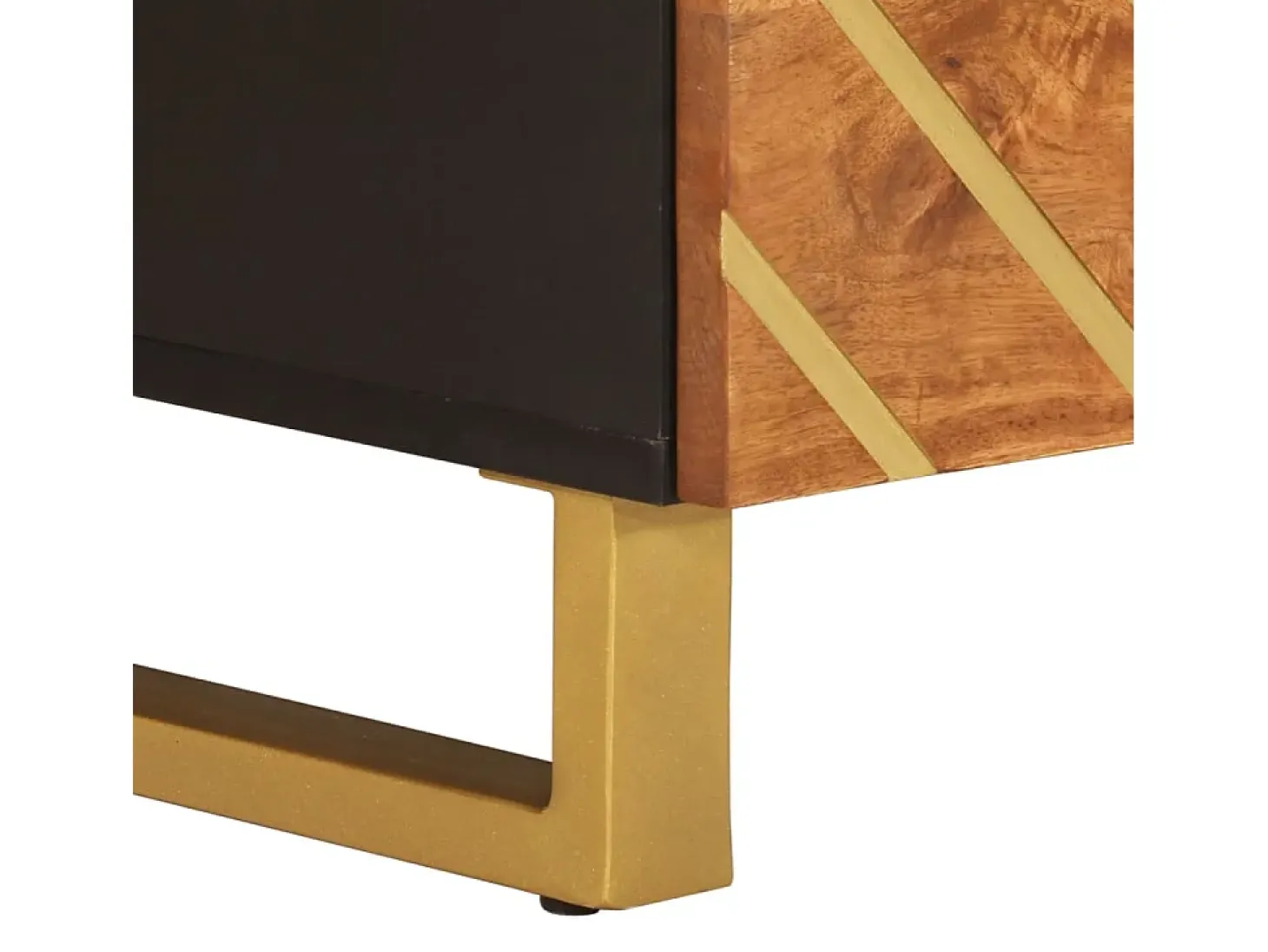 Mesa de centro madera maciza mango negro y marrón 80x54x40 cm