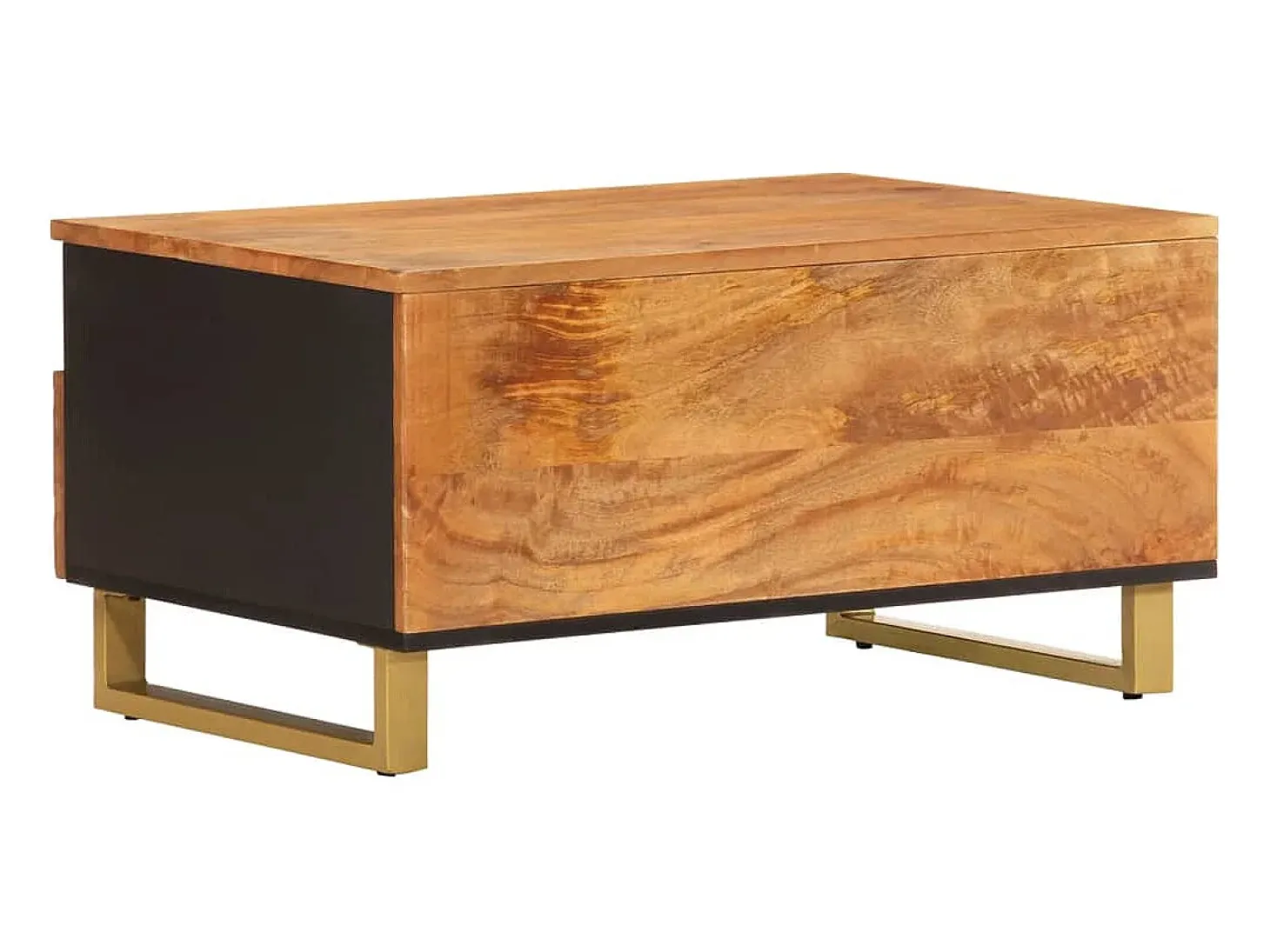 Mesa de centro madera maciza mango negro y marrón 80x54x40 cm
