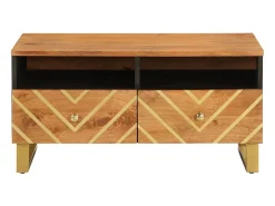 Mesa de centro madera maciza mango negro y marrón 80x54x40 cm