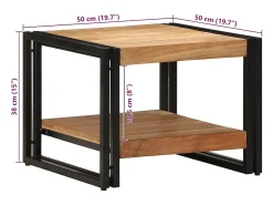 Mesa de centro madera maciza de acacia 50x50x38 cm