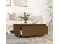 Mesa de centro madera maciza de pino marrón miel 80x50x35 cm