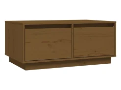 Mesa de centro madera maciza de pino marrón miel 80x50x35 cm
