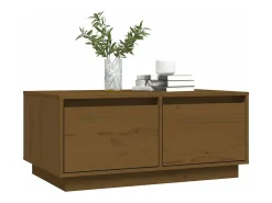 Mesa de centro madera maciza de pino marrón miel 80x50x35 cm