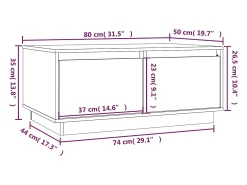 Mesa de centro madera maciza de pino marrón miel 80x50x35 cm