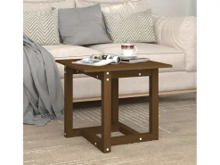 Mesa de centro madera maciza de pino marrón miel 50x50x45 cm ES23461