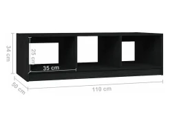 Mesa de centro madera maciza de pino negro 110x50x34 cm
