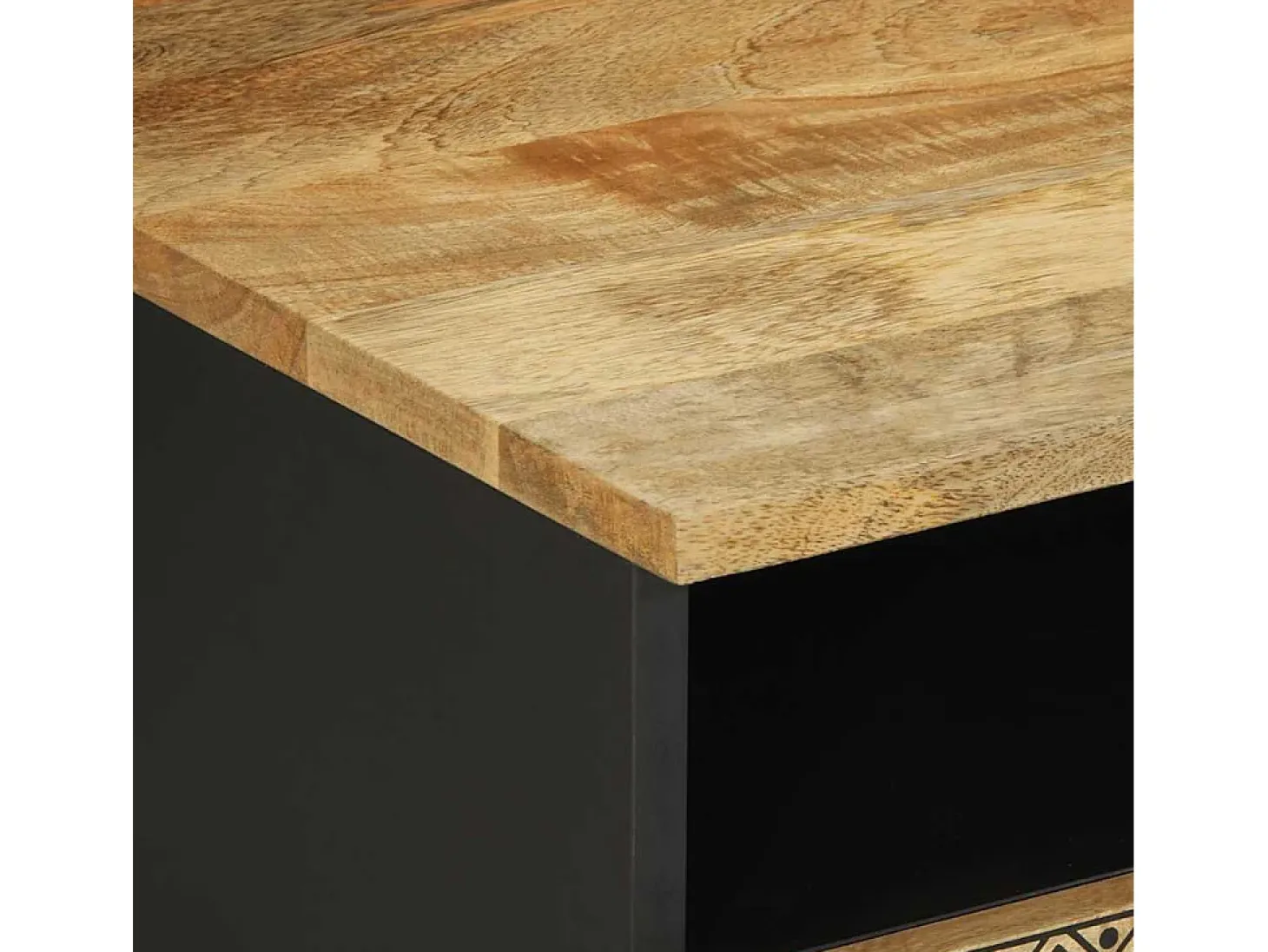 Mesa de centro madera maciza de mango rugosa negro 80x54x40 cm