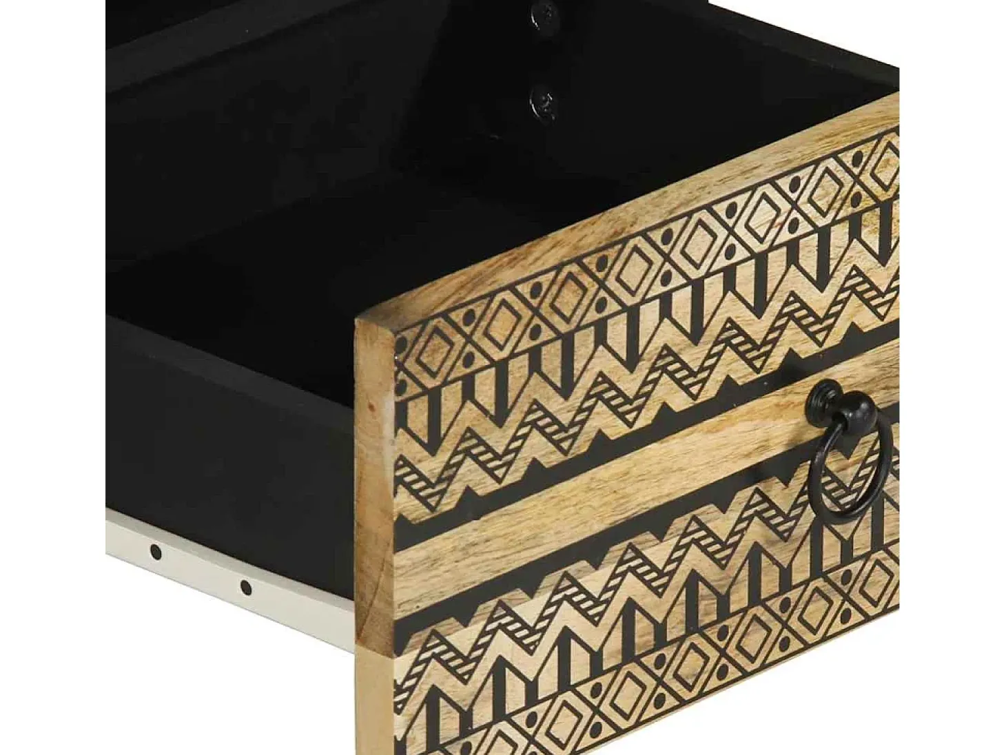 Mesa de centro madera maciza de mango rugosa negro 80x54x40 cm