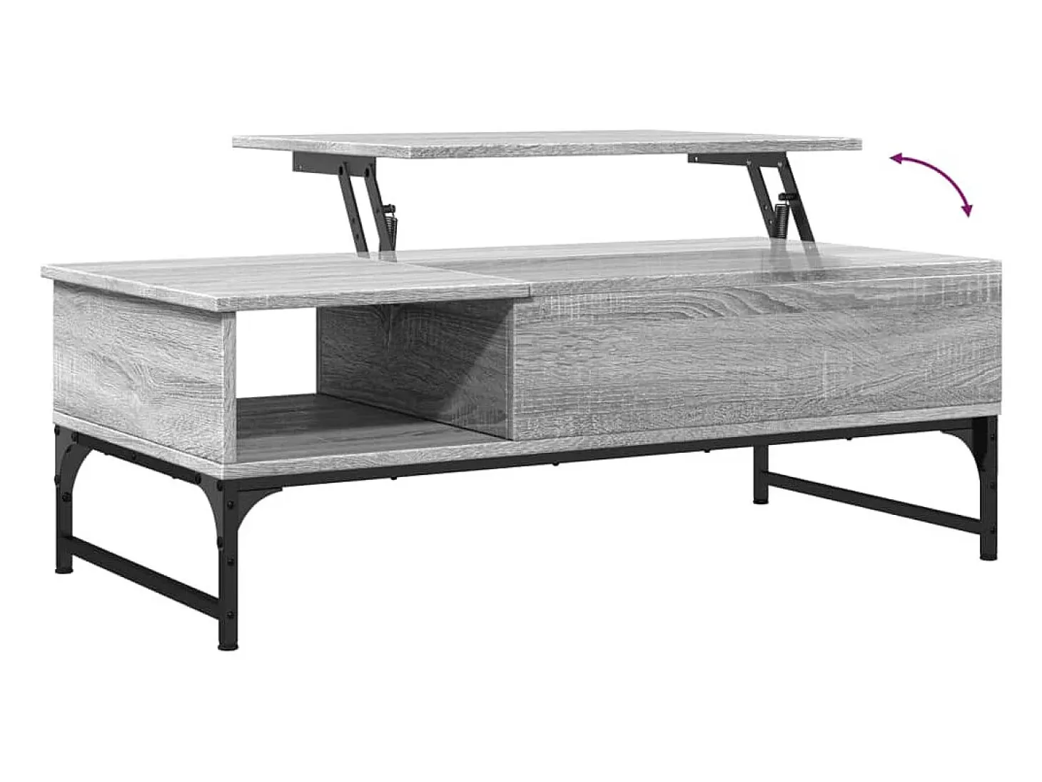 Mesa de centro madera y metal gris Sonoma 100x50x35 cm