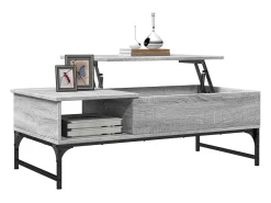Mesa de centro madera y metal gris Sonoma 100x50x35 cm