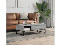 Mesa de centro madera y metal gris Sonoma 100x50x35 cm