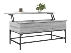 Mesa de centro madera y metal gris Sonoma 100x50x45 cm