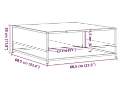 Mesa de centro madera y metal roble Sonoma 60,5x60,5x30 cm