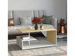 Mesa de centro MalisoM decoración roble, color blanco.