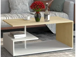 Mesa de centro MalisoM decoración roble, color blanco.
