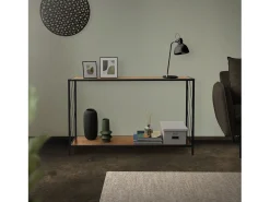 Mesa de centro marrón con estante mueble elegante auxiliar salón 120x33,5x75 cm