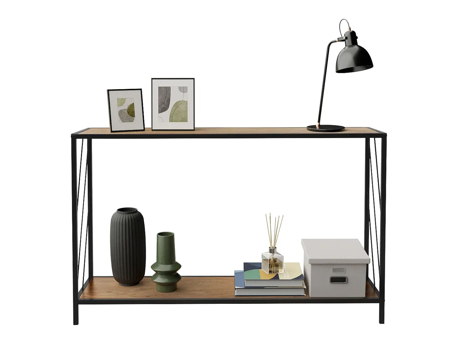 Mesa de centro marrón con estante mueble elegante auxiliar salón 120x33,5x75 cm