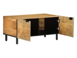 Mesa de centro marrón 80x50x40 cm madera maciza mango