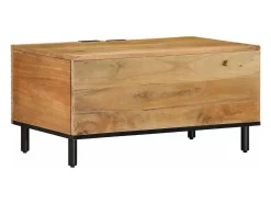 Mesa de centro marrón 80x50x40 cm madera maciza mango