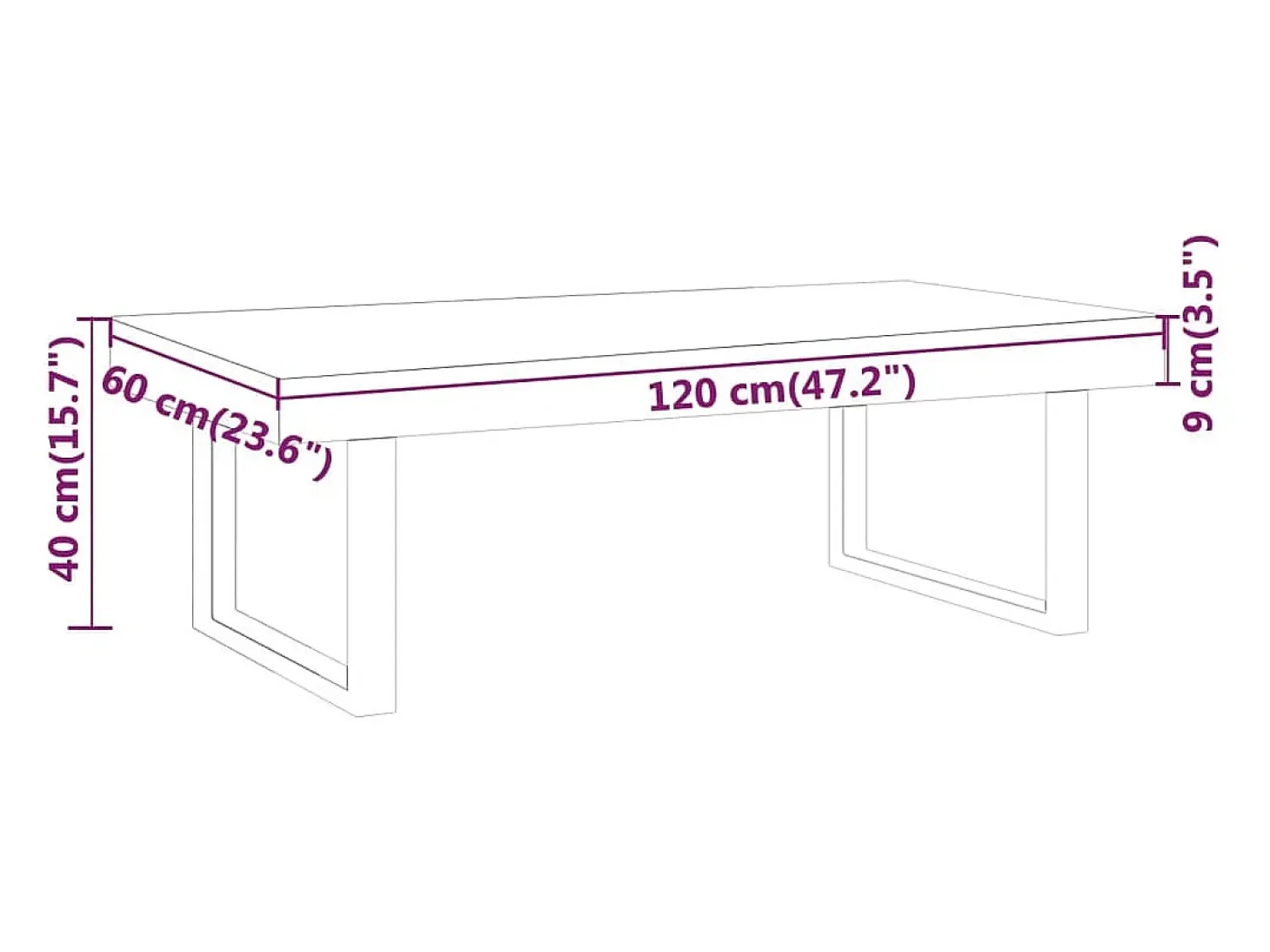 Mesa de centro MDF y hierro marrón oscuro y negro 120x60x40 cm