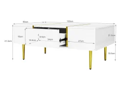 Mesa de centro moderna - 2 cajones - MDF - Blanco