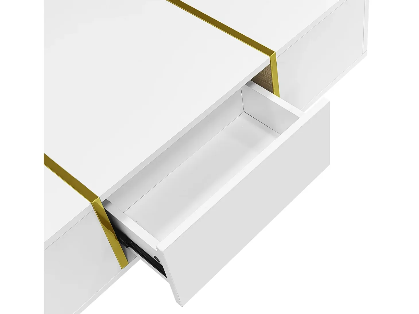 Mesa de centro moderna - 2 cajones - MDF - Blanco