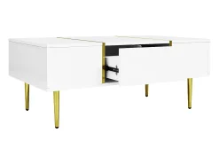 Mesa de centro moderna - 2 cajones - MDF - Blanco