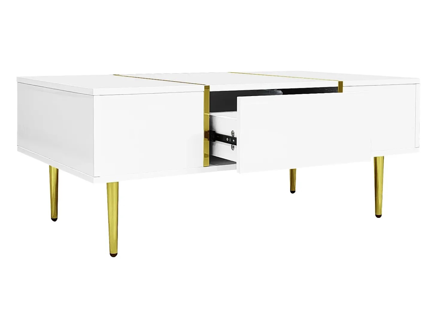 Mesa de centro moderna - 2 cajones - MDF - Blanco