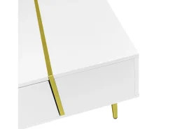 Mesa de centro moderna - 2 cajones - MDF - Blanco