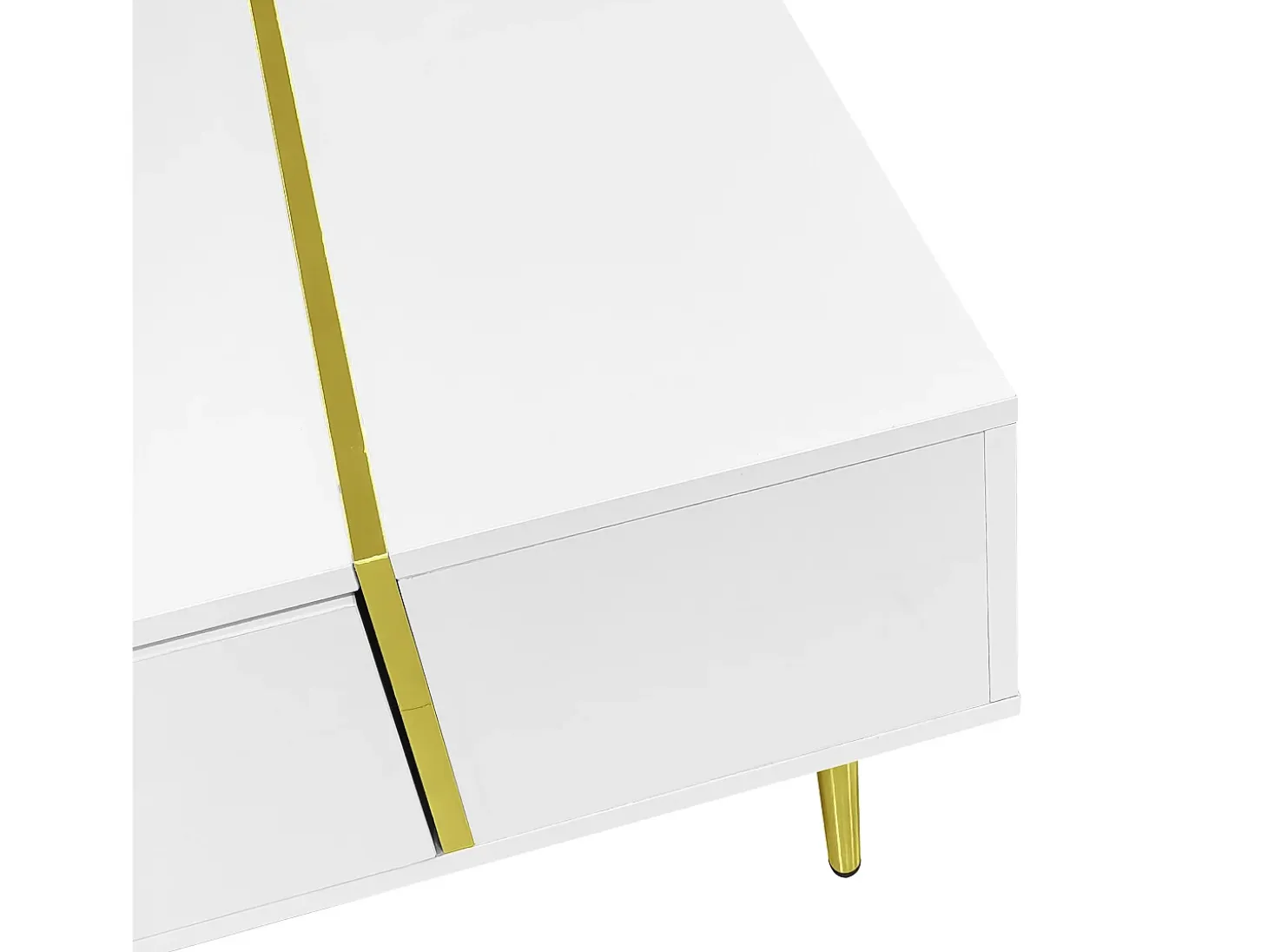 Mesa de centro moderna - 2 cajones - MDF - Blanco