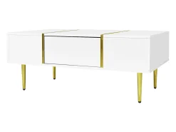 Mesa de centro moderna - 2 cajones - MDF - Blanco