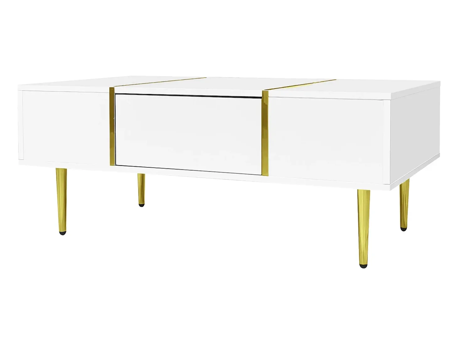 Mesa de centro moderna - 2 cajones - MDF - Blanco