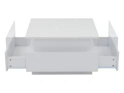 Mesa de centro moderna - con 2 cajones + compartimentos de cristal - Blanco