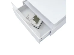 Mesa de centro moderna - con 2 cajones + compartimentos de cristal - Blanco
