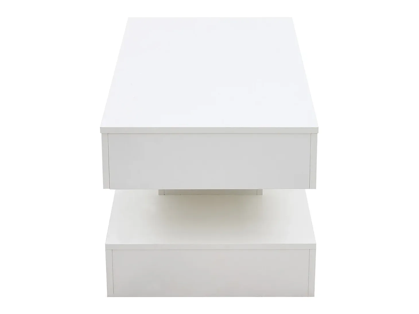 Mesa de centro moderna - Mesa de centro blanca con iluminación LED y toma de carga - elevación hidráulica
