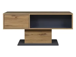 Mesa de centro moderna con almacenaje de doble cara - Color madera y gris