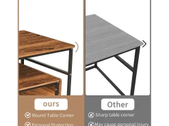 Mesa de centro moderna con almacenamiento de doble capa: diseño anticolisión con esquinas redondeadas, tablero grande de 105 cm con estantes abiertos.