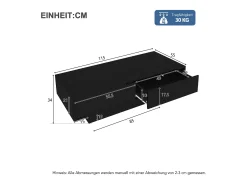 Mesa de centro moderna lacada de alto brillo con iluminación LED y 2 cajones - Negro