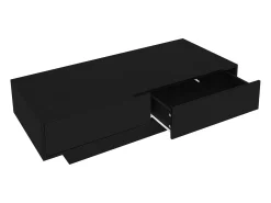 Mesa de centro moderna lacada de alto brillo con iluminación LED y 2 cajones - Negro