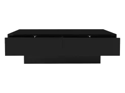 Mesa de centro moderna lacada de alto brillo con iluminación LED y 2 cajones - Negro