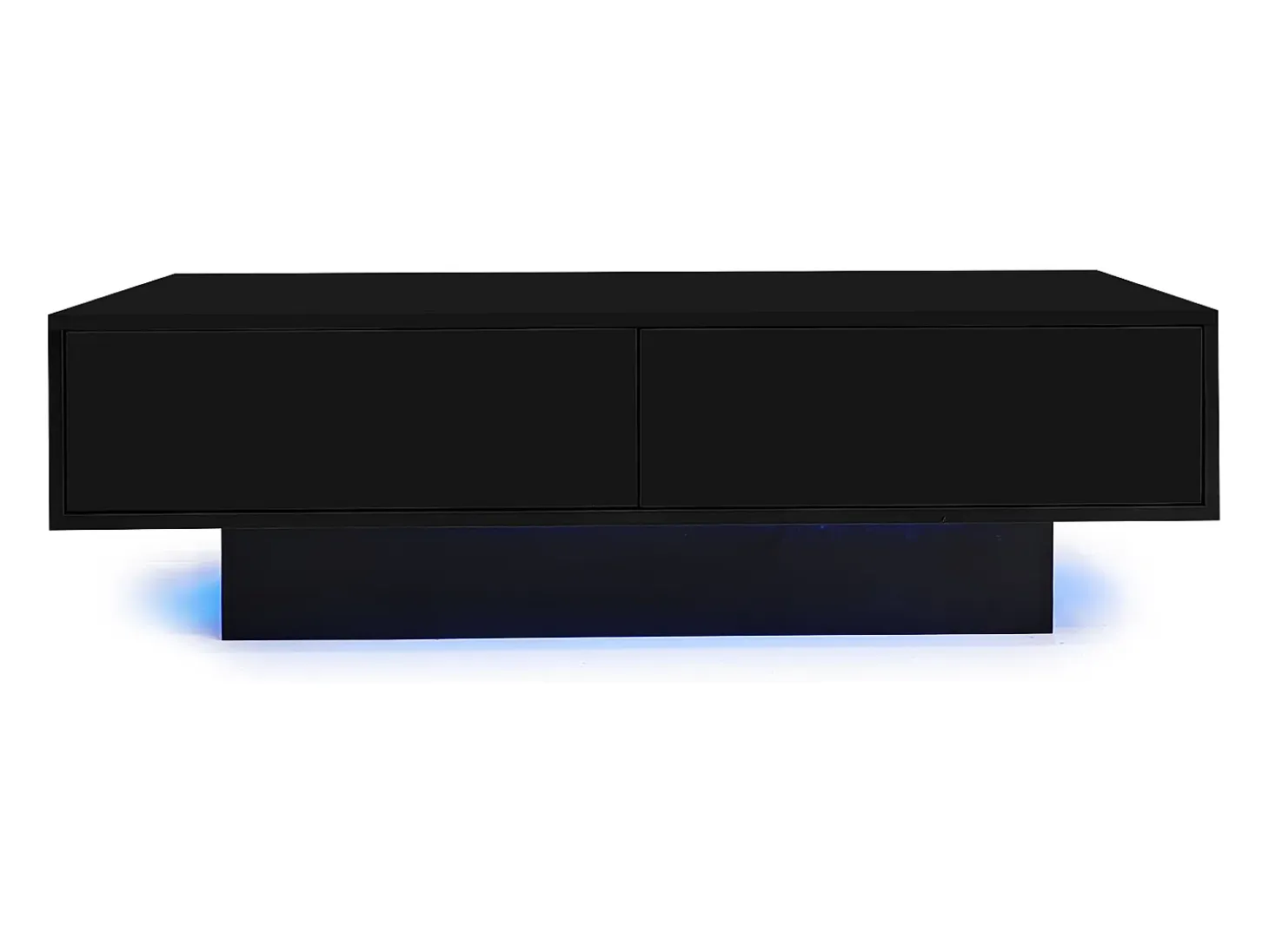 Mesa de centro moderna lacada de alto brillo con iluminación LED y 2 cajones - Negro