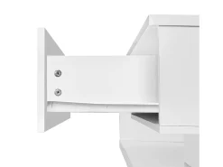 Mesa de centro moderna LED de cristal blanco y madera con cajón grande para salón, 105 x 55 x 32,5 cm