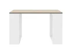 Mesa de centro moderna MDF madera de roble con patas de metal blancas 65 x 40 cm