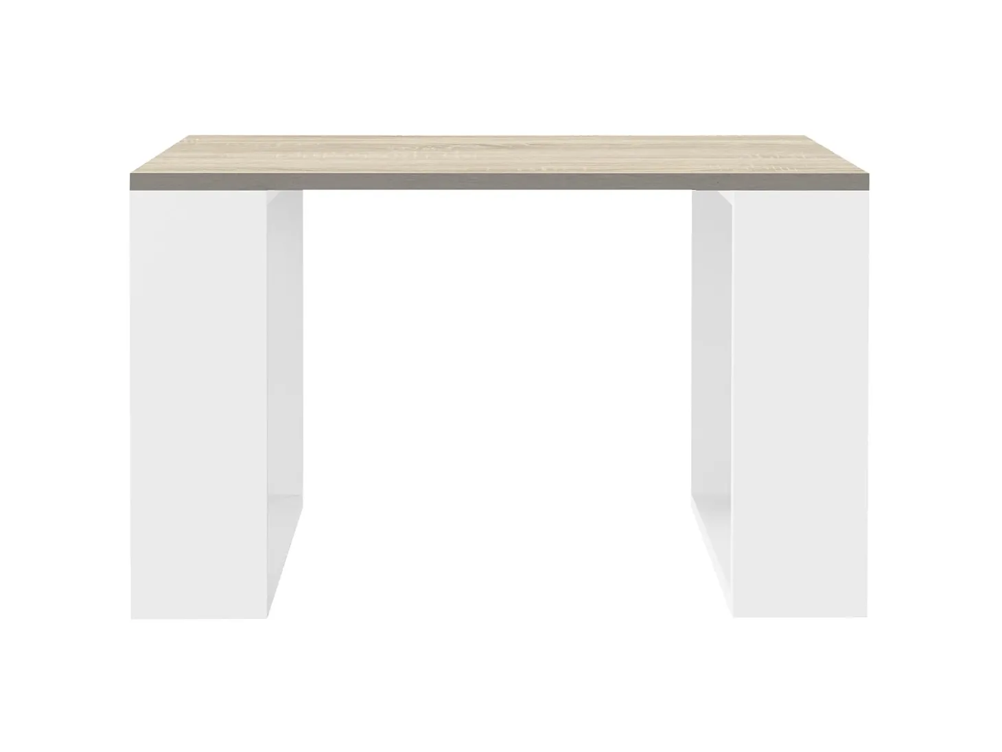 Mesa de centro moderna MDF madera de roble con patas de metal blancas 65 x 40 cm